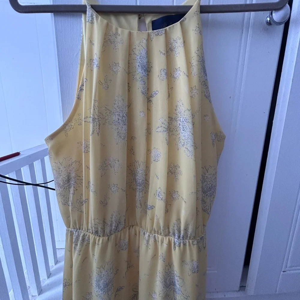 NWOT BLUE RAIN Yellow Sleeveless Dress w/Floral Print and Elastic Waist, Flared - Picture 4 of 14